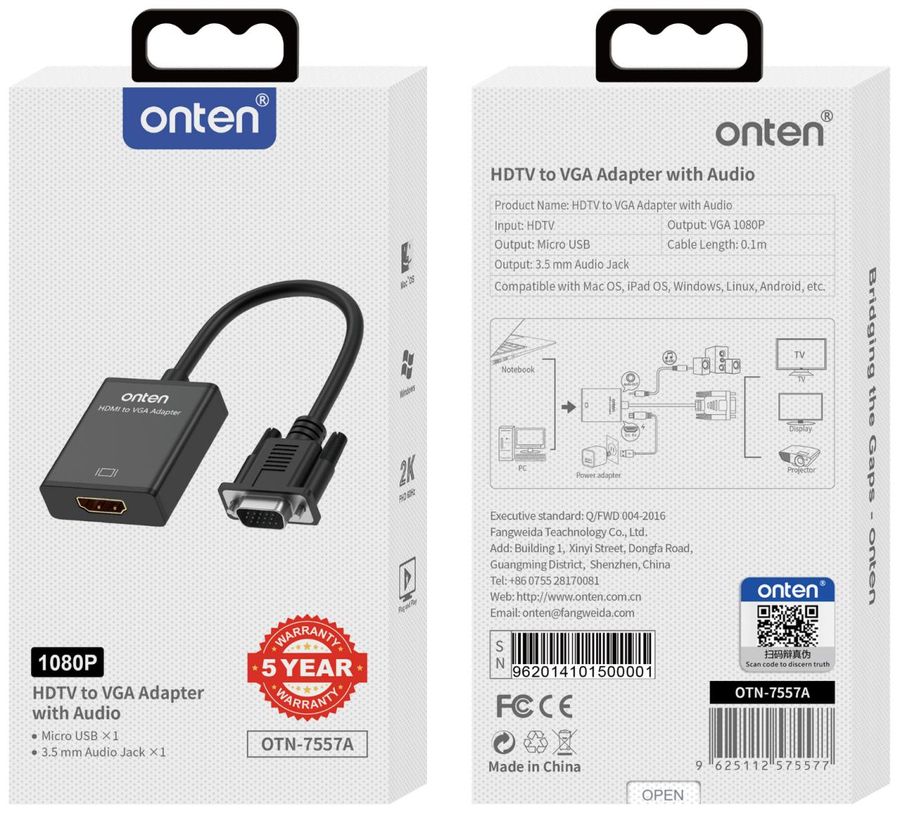 ONTEN OTN-7557A HDMI to VGA Video Adapter