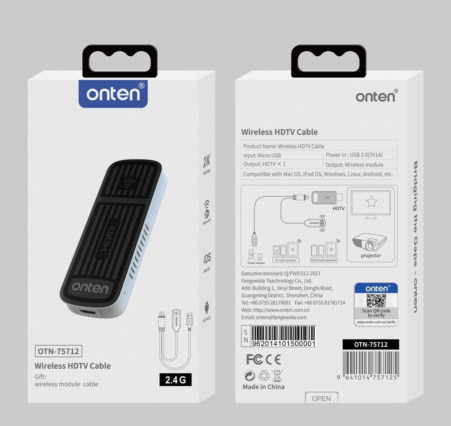 ONTEN OTN-75712 Wireless HDMI Cable