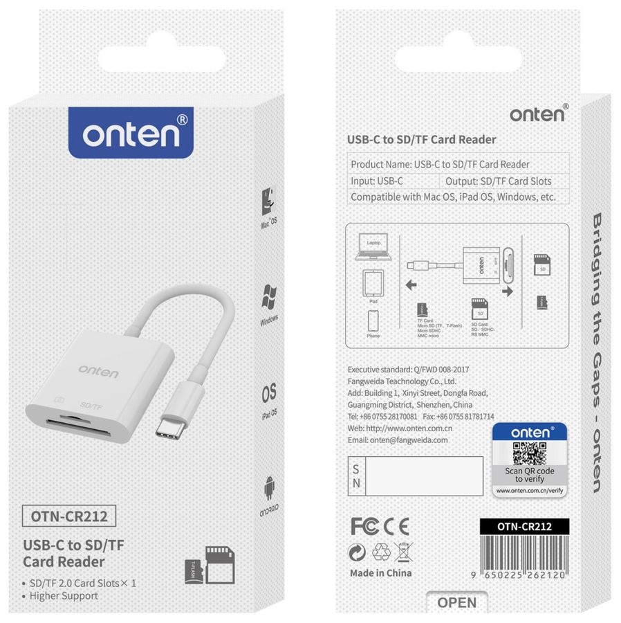 ONTEN OTN-CR212 2-in-1 USB-C SD/TF
