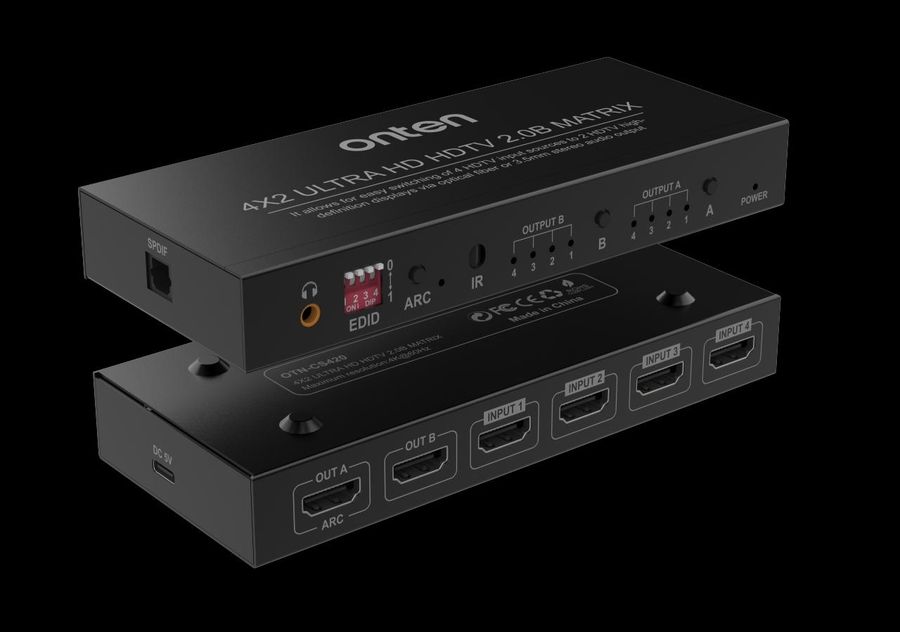 ONTEN OTN-CS420 4 in 2 4x2 HDMI 2.0 Switch 4K@60Hz 4x2 HDMI 2.0