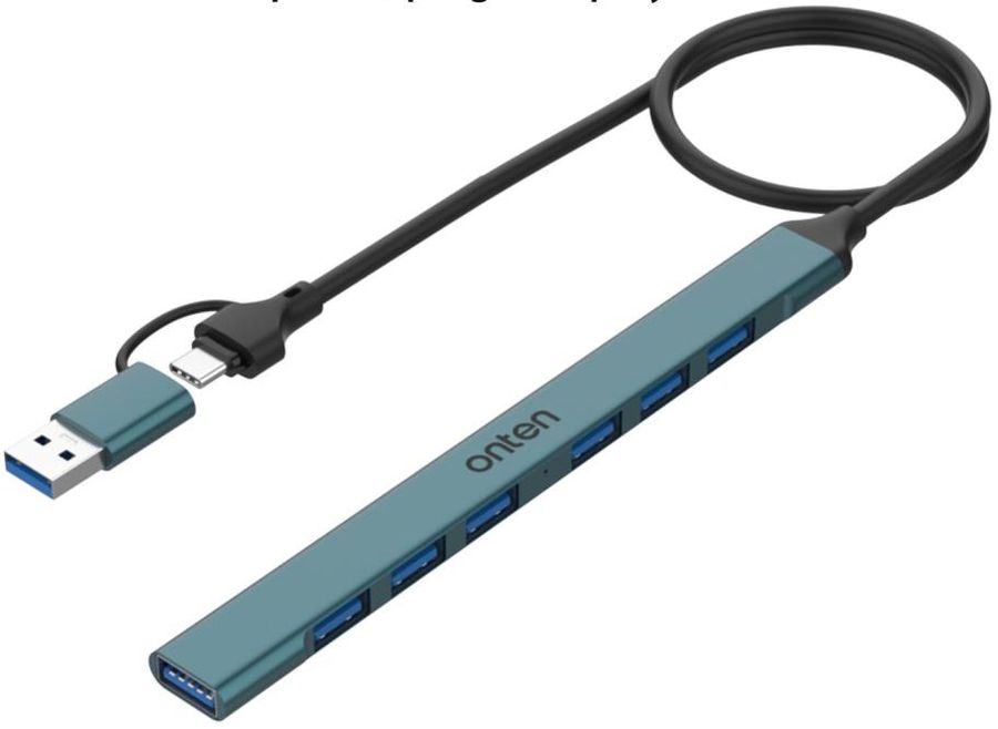 ONTEN OTN-UCA9702 USB-C+USB 3.0) Hub USB 2.0x6+USB 3.0