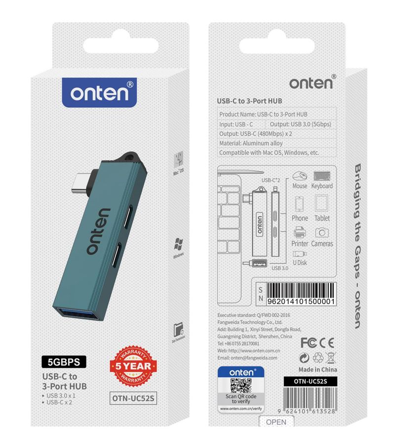 ONTEN OTN-US52S USB 3.0 to 3 Ports Hub USB 3.0 3