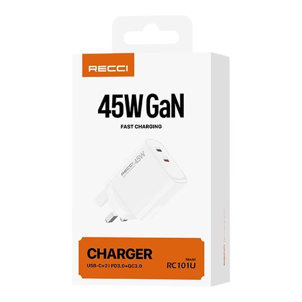 RECCI RC101U 45W GAN fast charger UK PLUG