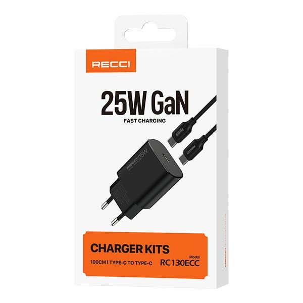 RECCI RC130ECC 25W GAN fast charger set EU PLUG