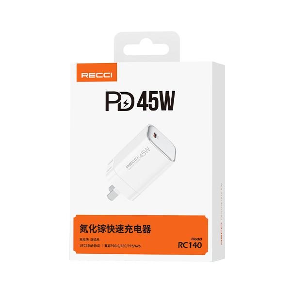 RECCI RC140 45W GAN fast charger Cn/us PLUG