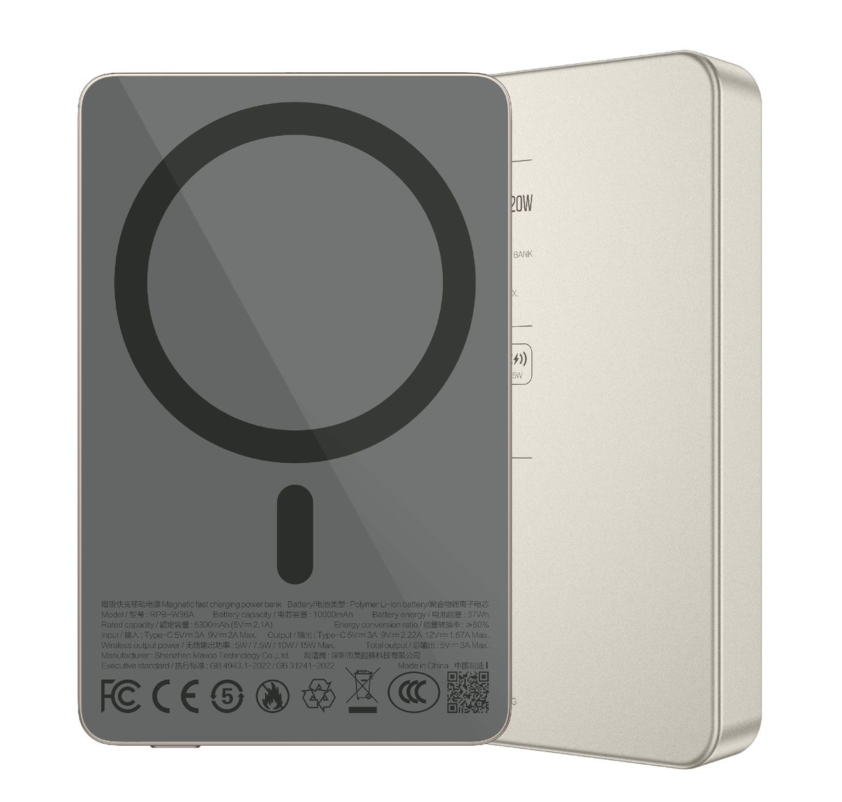 RECCI RPB-W36A Power BANK 15W Magnetic wireless charger