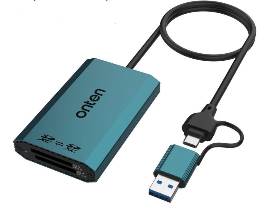 ONTEN OTN-KSS Dual SDXC Card Reader USB 3.2 Gen 1 5Gbps Support : USB-C or USB-A